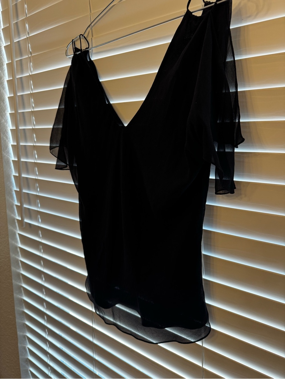 Tufi Duek 100% Silk Flutter Sleeve Cowl Back Top Timeless Capsule Quiet Luxury
